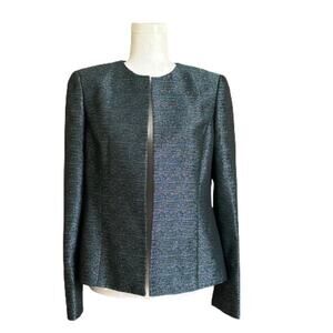 Kasper Blazer Jacket Teal Open Front Long Sleeve Career Business Blazer Size 8